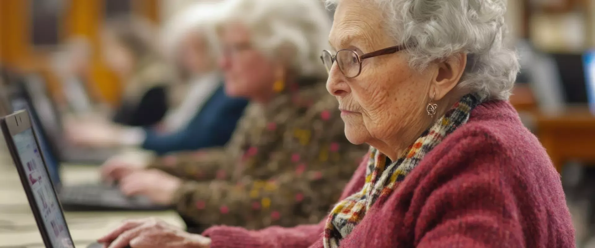 Foto: Eine ältere Dame vor dem Laptop
